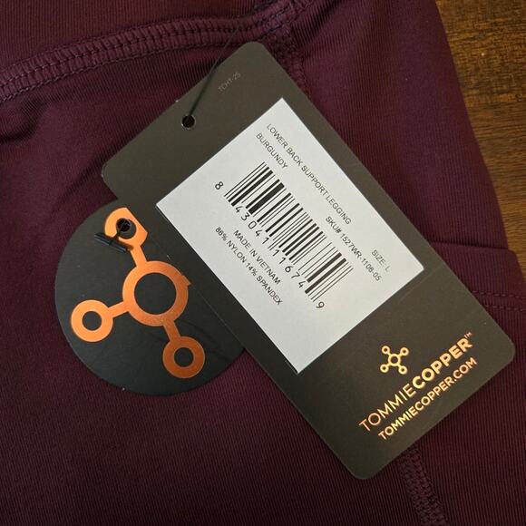 NWT Tommie Copper Women's Lower Back Support Leggings Burgundy Size L - Picture 10 of 12